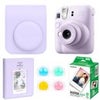 Fujifilm Instax Mini 12 Instant Film Camera, Clay White, Bundle with Accessory Kit and Twin Pack Daylight Film Purple
