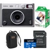 Fujifilm Instax Mini Evo Instant Film Camera, Brown + Essentials Kit Black
