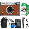 Fujifilm Instax Mini Evo Instant Film Camera, Black + Accessories Kit Brown