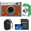 Fujifilm Instax Mini Evo Instant Film Camera, Brown + Essentials Kit Brown