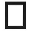 Framatic Modern 4x6" Wood Frame with Skinny Mat for 4x6" Photograph, White Black