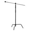 Flashpoint 10.5' C Light Stand on Turtle Base Kit with Two Tier Spring Loaded Riser Column, 40" Grip Arm, Two 3" Gobo Heads and Baby Pin, Black, this C Stand is Suitable for Cinema and Still Studios Black