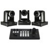 Ikan OTTICA Bundle with 3x Full HD NDI|HX 20x PTZ Video Camera and IP Controller, White Black