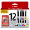 Canon CLI-251 12 Ink Combo Pack with Canon Photo Paper Plus Glossy 4x6" 50 Sheets for MG5620, MG6620, MG7520 PIXMA Series Printers Multi