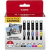 Canon CLI-251 BK/CMYG 5 Ink Color Multi Pack, Gray, Black, Cyan, Magenta, Yellow for MG5620, MG6620, MG7520 PIXMA Series Printers Multi