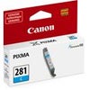 Canon CLI-281 BKCMYB Combo 5-Pack of Black, Cyan, Magenta, Yellow, and Photo Blue Ink Tanks with 5x5" 20 SHeets Glossy Paper for Select PIXMA TR, TS Series Printers Cyan