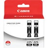 Canon PGI-225 Pigment Black Ink Tank for Select PIXMA iP, iX, MG, MX Series Printers - Twin Pack Black