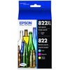 Epson T822 High Capacity Black and Standard Capacity Color Ink Cartridge Combo Pack with Sensormatic Multi