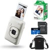 Fujifilm Instax Mini LiPlay Hybrid Instant Camera, Deep Bronze, Bundle with 20 Exposures Film Pack, 32GB UHS-I microSDHC Memory Card and Shoulder Bag Misty White