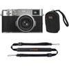 Fujifilm X100VI Digital Camera, Silver, Bundle with Quick Release Sling Strap and Alpine 2 Camera Bag Silver