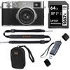 Fujifilm X100VI Digital Camera, Black, Bundle with 64GB UHS-II SDXC Memory Card, Sling Strap, OTG Card Reader and Alpine 2 Camera Bag Silver