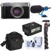 Fujifilm X-E5 Mirrorless Camera, Silver, Bundle with TASC300 Microphone, MT-11 Tripod, iM30 Mini Flash, Shoulder Bag and Cleaning Kit Silver