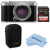 Fujifilm X-M5 Mirrorless Camera, Silver, Bundle with 64GB Memory Card, Camera Case Silver