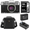 Fujifilm X-T30 III Mirrorless Camera, Silver with NP-W126 Lithium-Ion Battery Pack, Compact Smart Charger Base, Smart Charger Plate, 1667x 128GB UHS-II SDXC Memory Card, and Alpine 160 Multi-Device Shoulder Bag Silver
