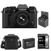 Fujifilm X-T50 Mirrorless Camera with XC 15-45mm f/3.5-5.6 OIS PZ Lens, Black, Bundle with Li-Ion Battery, 64GB SDXC Memory Card and 52mm Filter Kit Black