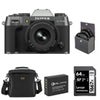 Fujifilm X-T50 Mirrorless Camera with XF 16-50mm f/2.8-4.8 R LM WR Lens, Black, Bundle with Li-Ion Battery, 64GB SDXC Memory Card and 58mm Filter Kit Charcoal Silver