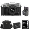 Fujifilm X-T50 Mirrorless Camera with XF 16-50mm f/2.8-4.8 R LM WR Lens, Black, Bundle with Li-Ion Battery, 64GB SDXC Memory Card and 58mm Filter Kit Silver
