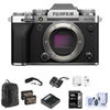Fujifilm X-T5 Mirrorless Camera, Black Bundle with 128GB SD Card, Backpack, 2x Battery, Charger, Screen Protector, Camera Strap, SD Card Case, Cleaning Kit Silver