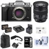 Fujifilm X-T5 Mirrorless Camera, Silver with XF 16-80mm f/4.0 R OIS WR Lens, 128GB SD Card, Backpack, 2x Battery, Dual Charger, 72mm Filter Kit, Screen Protector, and Accessories Silver