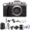 Fujifilm X-T5 Mirrorless Camera, Silver Bundle with Bundle with 128GB SD Card, Backpack, 2x Battery, Charger, Strap, Aluminum Tripod, Mic, Octupus Tripod, Screen Protector, SD Card Silver