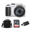 Kodak PIXPRO Astro Zoom AZ255 16MP Full HD Digital Camera, Red, Bundle with Shoulder Bag and 32GB Memory Card + Card Reader White