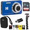 Kodak PIXPRO FZ55 Friendly Zoom Digital Camera, Blue, With SD Card, Camera Bag, Tripod, Photo Editing Software, SD Card Reader Blue