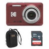 Kodak PIXPRO FZ55 Friendly Zoom Digital Camera, Red, Point and Shoot, Bundles with SD Card and Slinger Camera bag Red