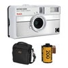 Kodak EKTAR H35N Half Frame Film Camera, Striped Green, Bundle with Kodacolor Gold 200 35mm Color Negative Roll Film, 24 Exposure and Shoulder Bag Striped Silver