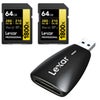 Lexar GOLD Series Professional 1800x UHS-II SDXC Memory Card 2-Pack Card with Reader