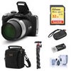 Minolta MN53Z 16MP FHD Digital Camera with 53x Optical Zoom, Wi-Fi, Black Bundle with Shoulder Bag, Octopus Tripod, 32GB SD Card, Reader, Card Case, Cleaning Kit Black
