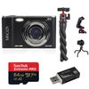 Minolta MND20 44MP 2.7K Quad HD Digital Camera, Magenta, Bundle with 64GB Memory Card, Octopus Tripod, USB 2.0 Card Reader Black
