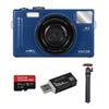 Minolta MND25 48MP 4K Ultra HD Wi-Fi 3.0" LCD Screen Digital Camera, Blue, Bundle with 64GB Memory Card, MT-11 Tripod and USB Card Reader Blue