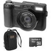 Minolta MND30 30MP 2.7K QHD 3.0" LCD Screen Digital Camera, Black With micro SD Card and Slinger Camera Bag Black