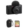 Sony ZV-1F Vlogging Camera, Black Bundle with 32GB SD Card, Camera Bag Black