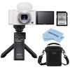 Sony ZV-1 Compact 4K HD Camera, Black, Bundle with Shooting Grip/Tripod, 64GB Memory Card and Shoulder Bag White