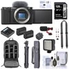 Sony ZV-E10 Mirrorless Camera, Black Bundle with 128GB SD Card, Backpack, Extra Battery, Dual Charger, Tripod, Strap, Microphone, Screen Protector, LED Light, Cleaning Kit Black