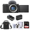 Sony ZV-E10 Mirrorless Camera, Black Bundle with 64GB SD Memory Card, Shoulder Bag, Extra Battery, Compact Smart Charger, Cleaning Kit Black