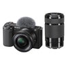 Sony ZV-E10 Mirrorless Camera with 16-50mm Lens, Black with E 55-210mm f/4.5-6.3 OSS E-Mount Lens Black