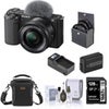 Sony ZV-E10 Mirrorless Camera with 16-50mm Lens, White Bundle with 128GB SD Memory Card, Shoulder Bag, NP-FW50 Battery, Compact Smart Charger, 40.5mm Filter Kit, Cleaning Kit Black