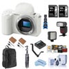 Sony Alpha ZV-E10 II Mirrorless Camera with E PZ 16-50mm Lens, White, Bundle with Zoom Li-ion R2 TTL Flash, 128GB Card, 2x Battery, Charger Base, Microphone, Tripod, W49 Light & Software License Key White