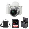Sony ZV-E10 Mirrorless Camera with 16-50mm Lens, Black Bundle with 64GB SD Memory Card, Shoulder Bag, 40.5mm Filter Kit White