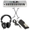 Korg i3 61 Key Music Workstation, Rubberized Matte Black Bundle with H&A Studio Monitor Headphones, Stand, Sustain Pedal Silver