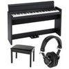 Korg LP-380 88-Keys Grand Digital Piano, White Bundle with Piano Bench, H&A Versa Professional Studio Monitor Headphones Black