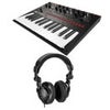 Korg Monologue 25-Key Monophonic Analog Synthesizer, Black with H&A Closed-Back Studio Monitor Headphones Black