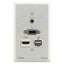 Kramer Electronics WXA-HU/US Passive Pass-through Wall Plate, Silver