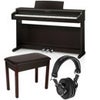 Kawai KDP120 88-Key Digital Piano with Bench, Premium Satin White Bundle with Padded Piano Bench (White), H&A Versa Professional Field and Studio Monitor Headphones Rosewood