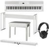 Kawai ES920 88-Key Portable Digital Piano, White Bundle with HM-5 Designer Wooden Stand, F-302 Grand Feel Triple Pedal Bar, Padded Piano Bench (White), H&A Studio Monitor Headphones White