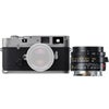 Leica MP 0.72 Compact 35mm Film Rangefinder Camera with 0.72x Viewfinder Magnification, Silver, Bundle with 35mm f/2.0 Summicron-M Aspherical Lens, Black Silver