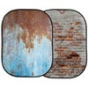 Manfrotto 5x7' Urban Collapsible Background, Red Brick/Distressed White Brick Rusty Metal
