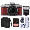 Nikon Z fc DX-Format Mirrorless Camera, Chalk Blue, with 16-50mm f/3.5-6.3 Lens, Bundle with Zoom-Mini TTL R2 Flash, 64GB Memory Card, Bag and 46mm Filter Kit Crimson Red